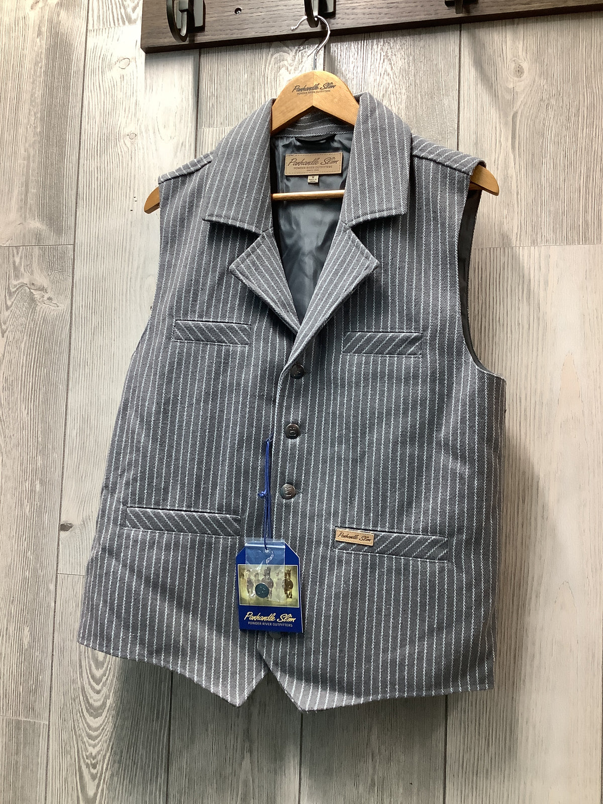 POWDER RIVER OUTFITTERS BY PANHANDLE Men’s Wool Vest, Pinstripe DM98C09227