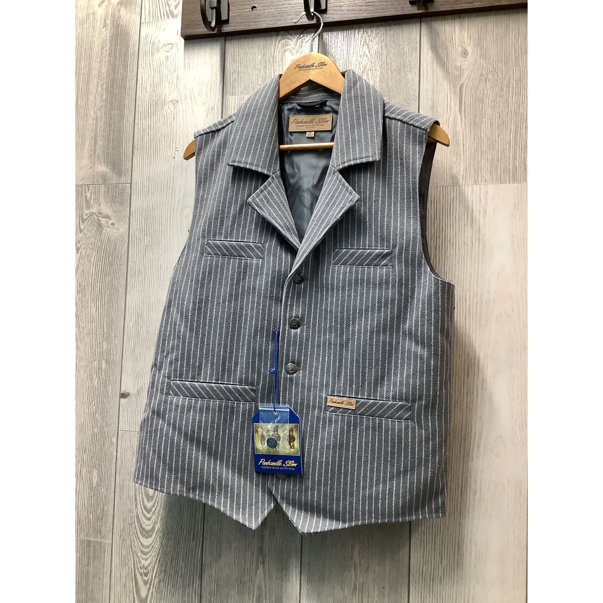 POWDER RIVER OUTFITTERS BY PANHANDLE Men’s Wool Vest, Pinstripe DM98C09227