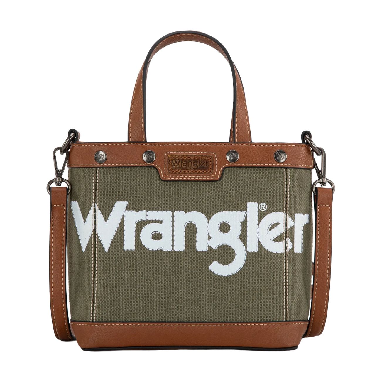 Wrangler Ladies Canvas, Mini Top Handle, Crossbody, Tote, WG142-2005 Army-Green or Tan