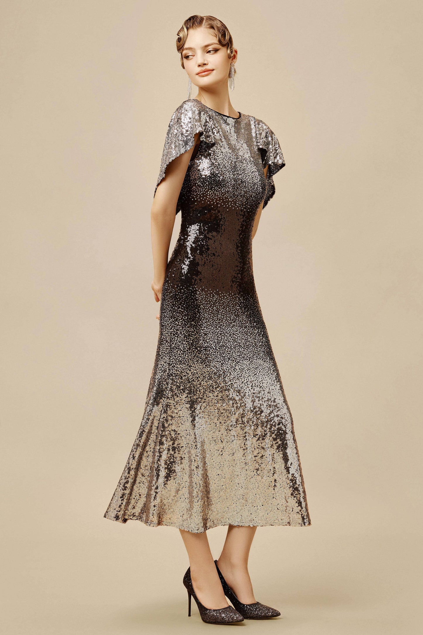 Zouzou Ombre Sequins Evening Gown