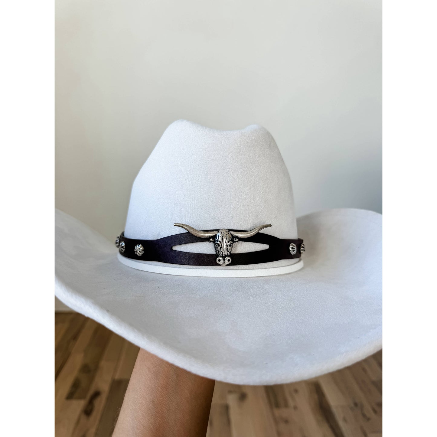 Western Hat Band - Concho, stone, longhorn steer