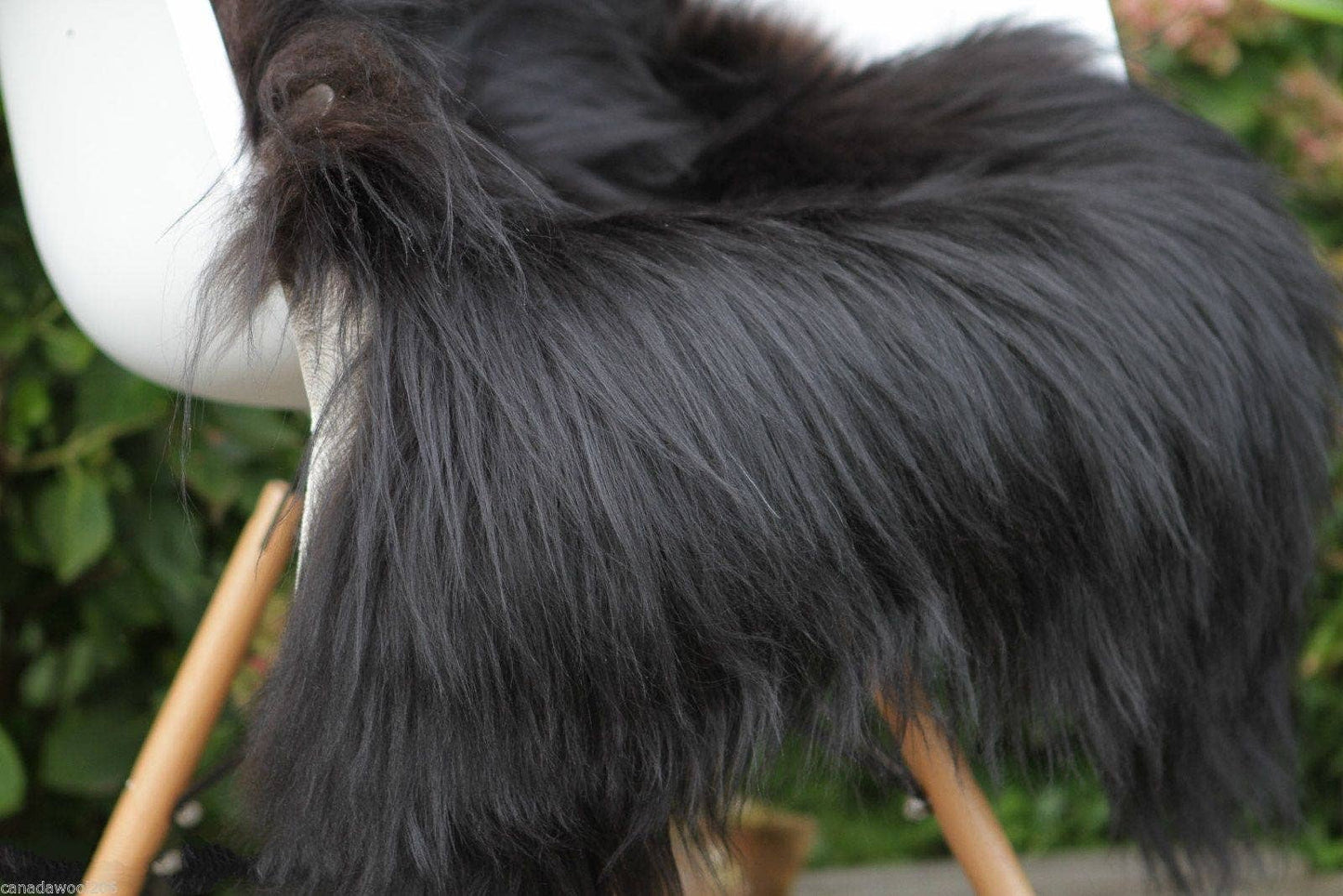 Genuine Icelandic Black Sheepskin Rug with Long Soft Wool