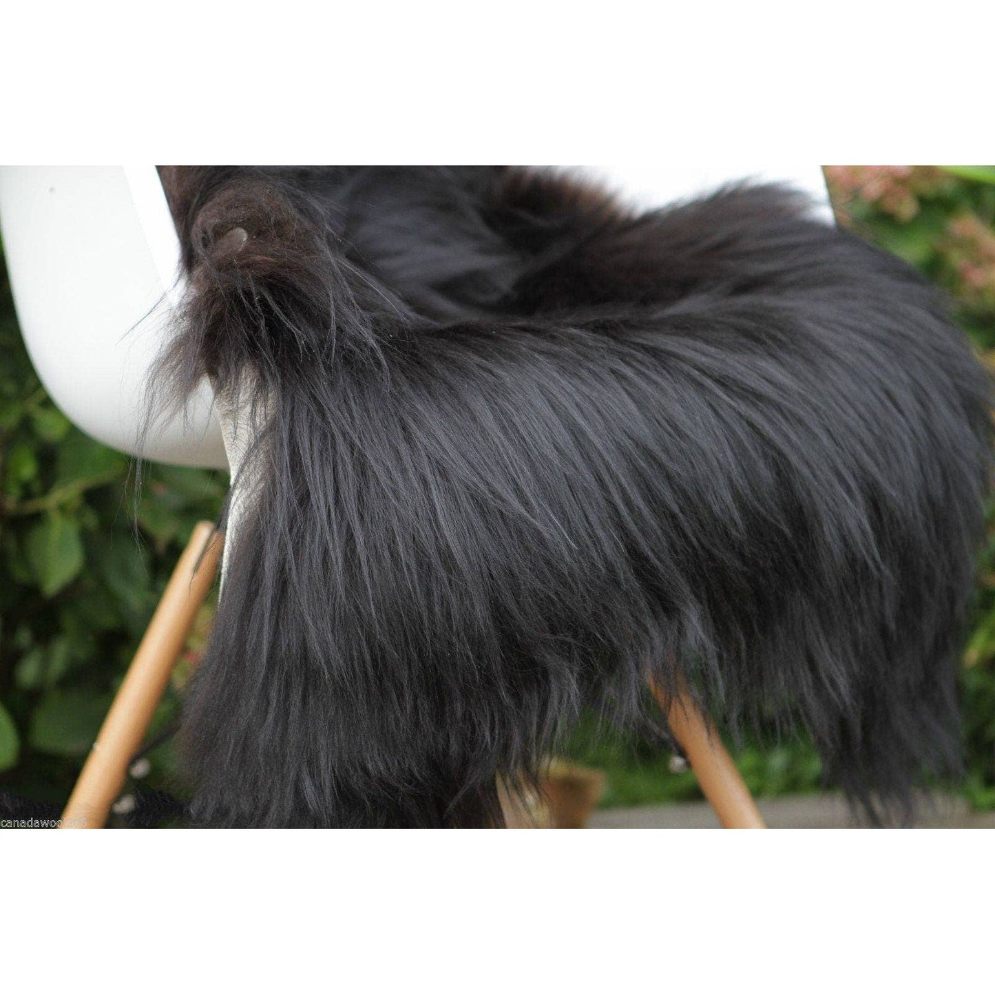 Genuine Icelandic Black Sheepskin Rug with Long Soft Wool