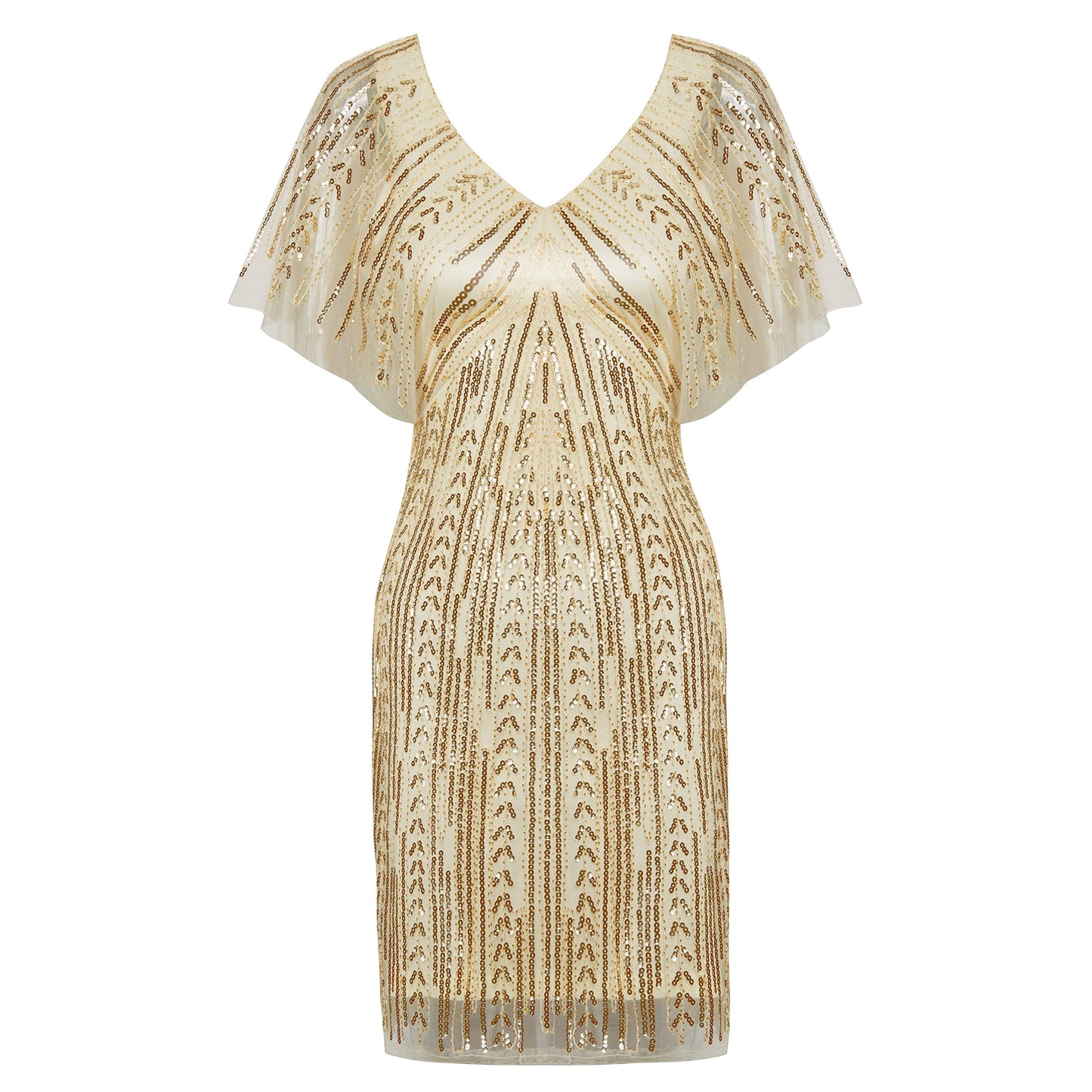 Glitter Sequin Bat Sleeve Cocktail Dress