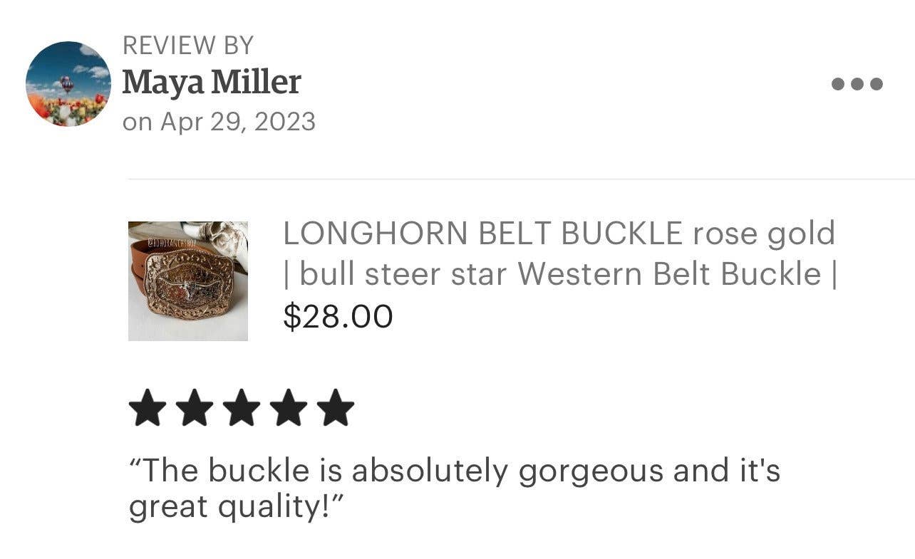 Western Longhorn Belt Buckle Silver - Rose Gold - Gold