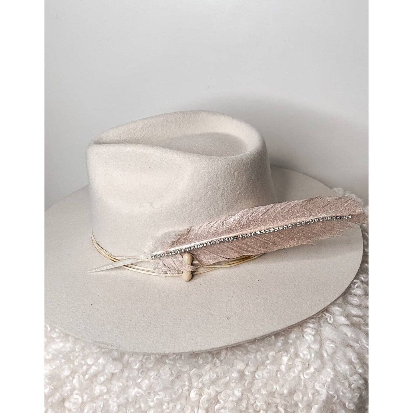 Hand Painted Rhinestone Glitter Black or White Hat Feather Accessory Cowgirl Hat Decoration Choose Gold, Rose Gold, or Silver Glitter