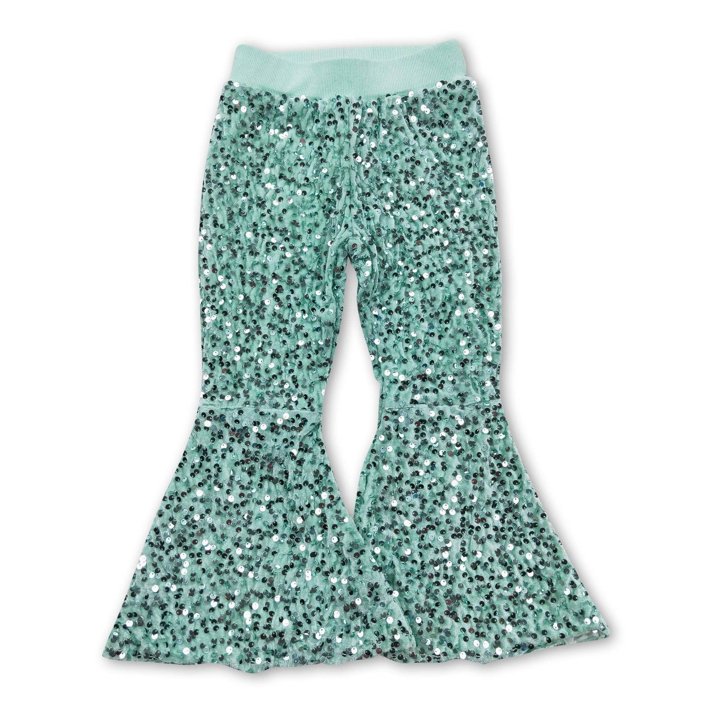 Colorful Lined Sequin Girls Bell Bottom Pants