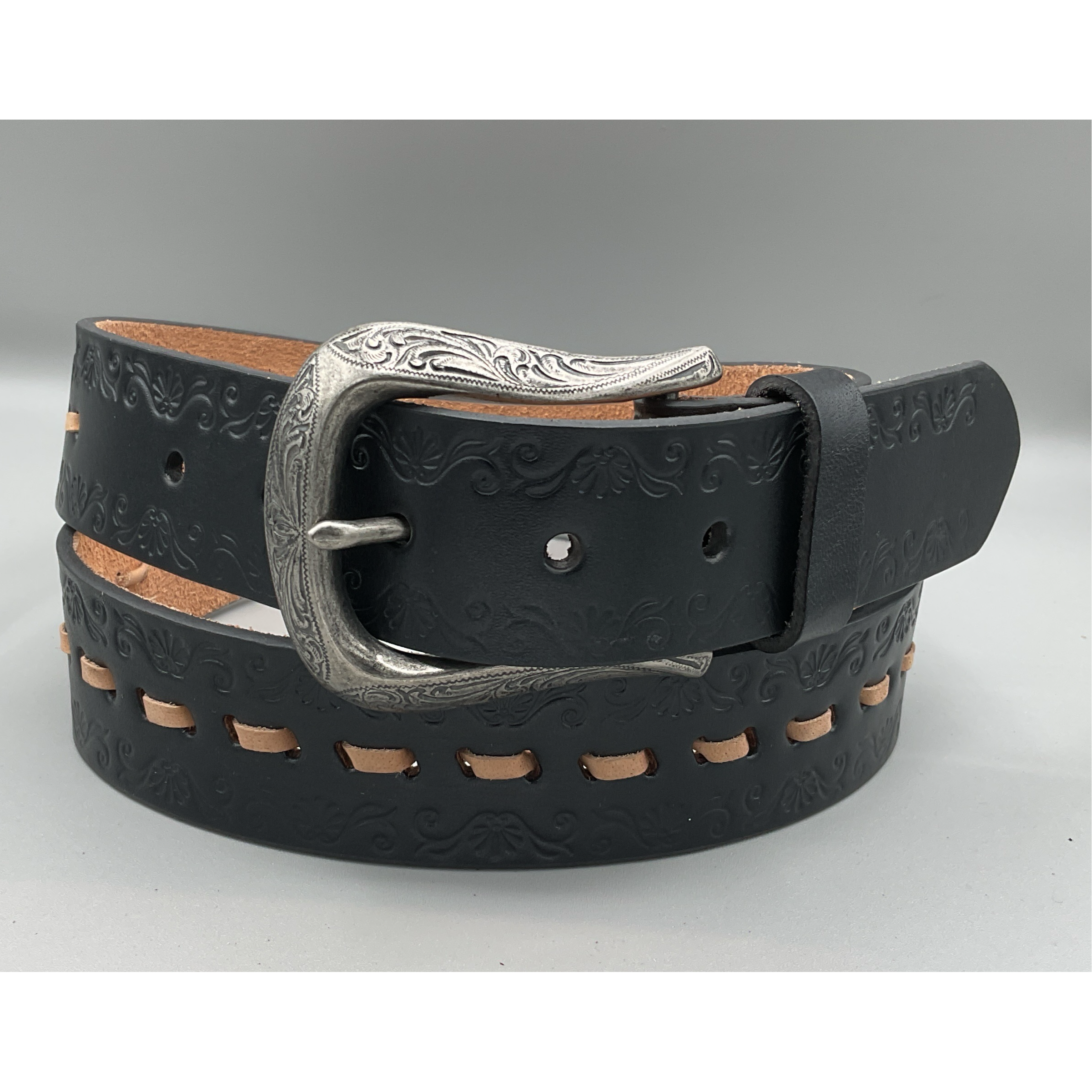 Roper- Ladies- BELT 1.5” Black w/ tan 8835790