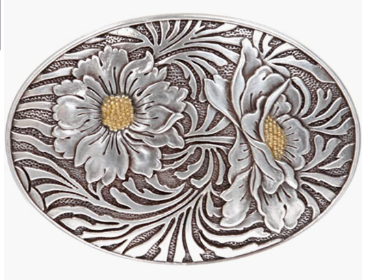Oval Sunflower Engraving Belt Buckle 1793