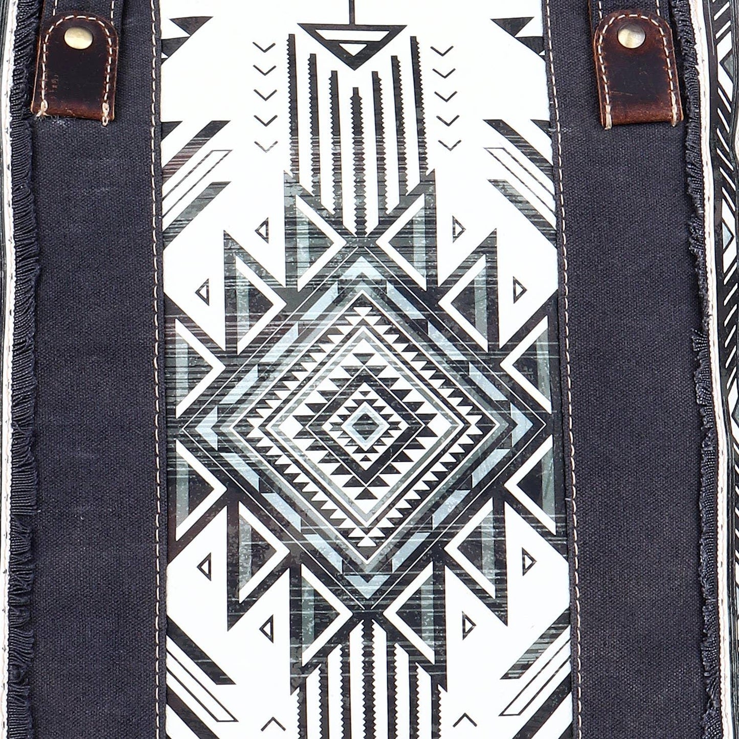 Sixtease Bags - Canvas & Leather Women's Tote Bag - Black/White