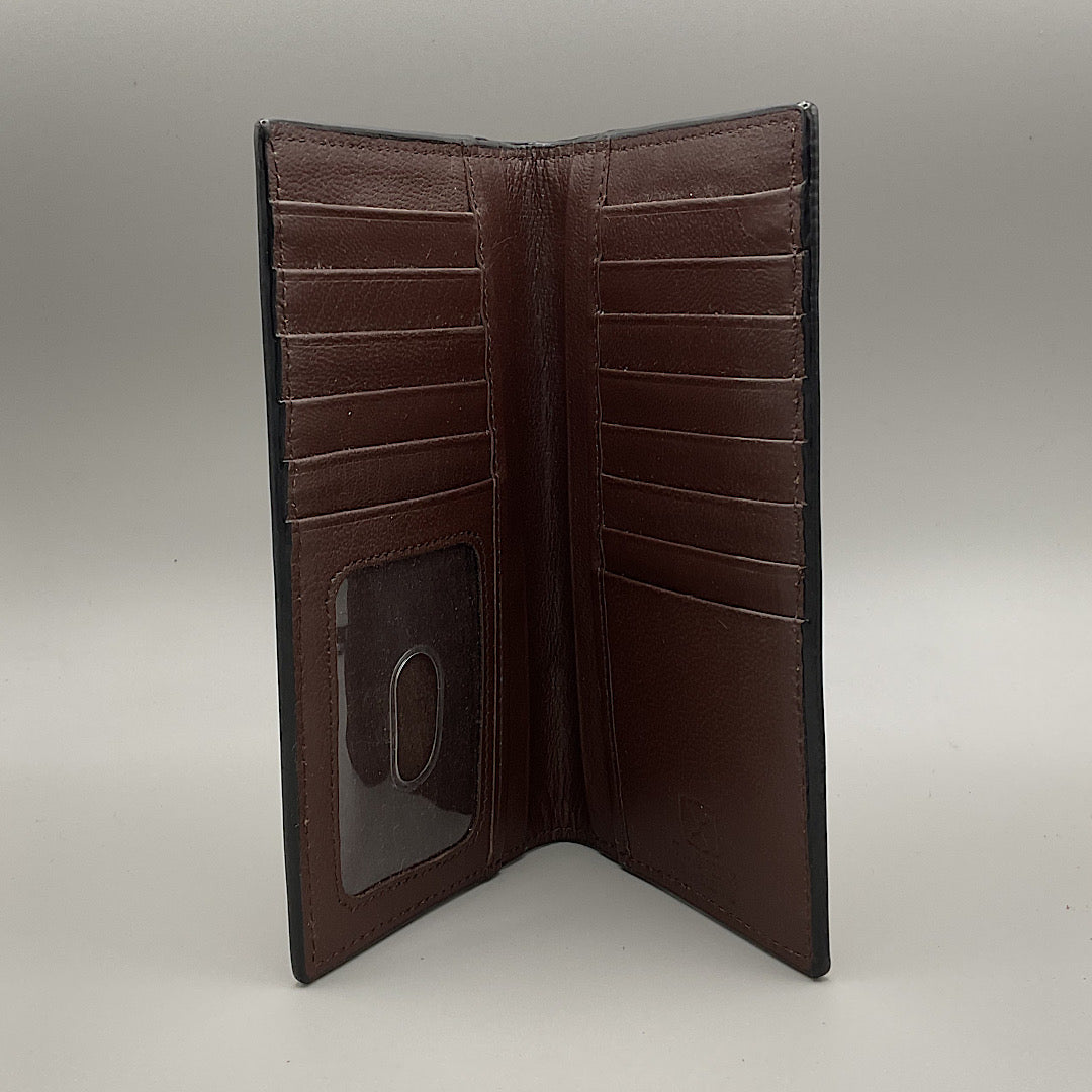 Twisted X - Brown Tooled Leather with Beaded Accent Checkbook Cover/Rodeo Wallet XH-248R