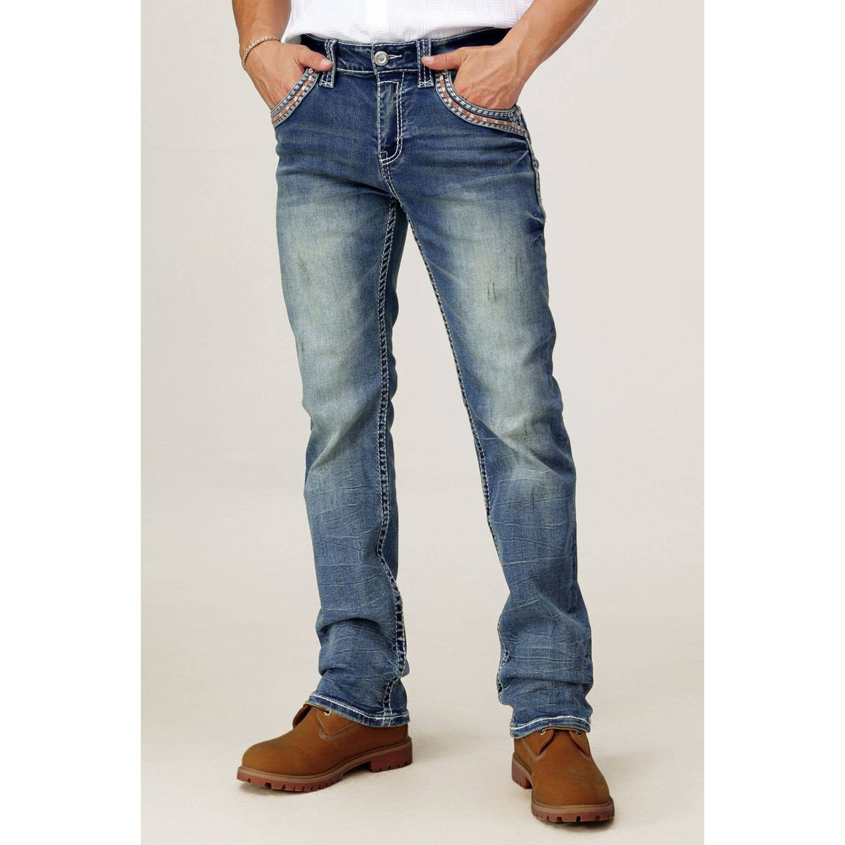 WE-012 Eagle Warrior Men's Western Straight Stretch Jeans