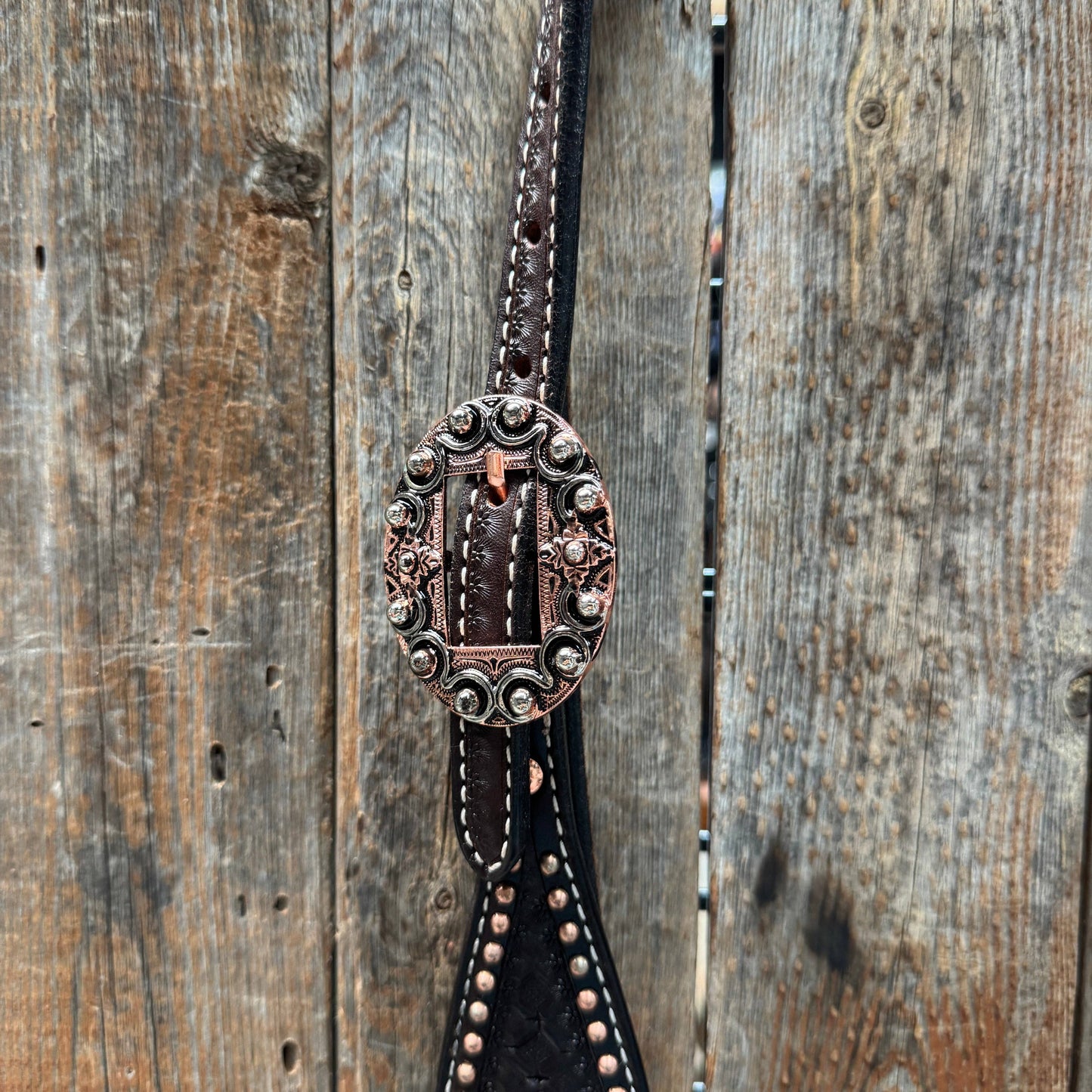 Rodeo Drive - Copper Dot Honeycomb Western Browband / One Ear Tack Set #BBBC418