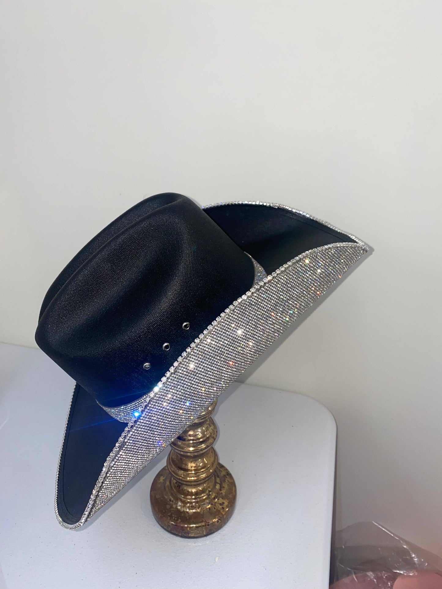 Rhinestone Cowgirl - Square shaped Black & Crystal Hat