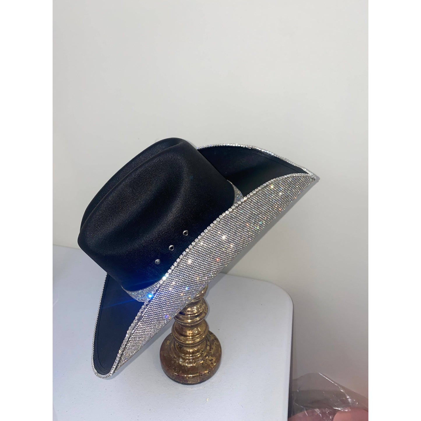 Rhinestone Cowgirl - Square shaped Black & Crystal Hat