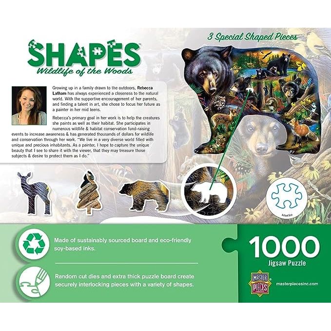 Contours - Wildlife of The Woods Unique Bear Shaped Jigsaw Puzzle 1000pc 72145