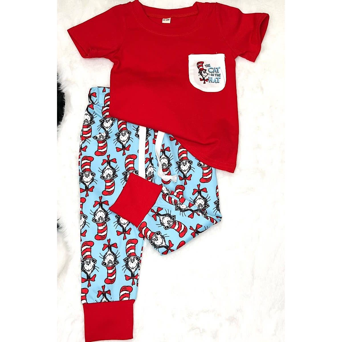 THE CAT IN THE HAT" RED 2 PIECE BOYS PAJAMAS