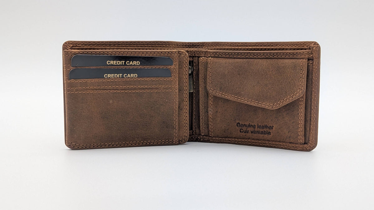 Mens Wallet, Brown Leather, RFID Protection Maple 383