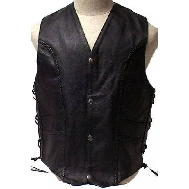IGI CANADA - Genuine Cowhide Leather Biker's Vest Black # 9692