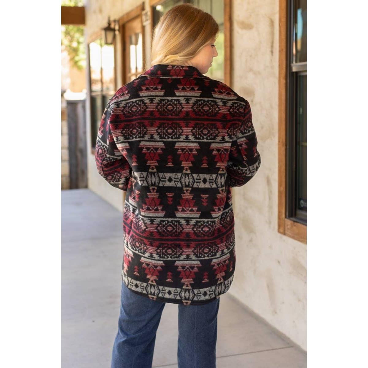 WESTERN AZTEC PATTERN JACKET RED