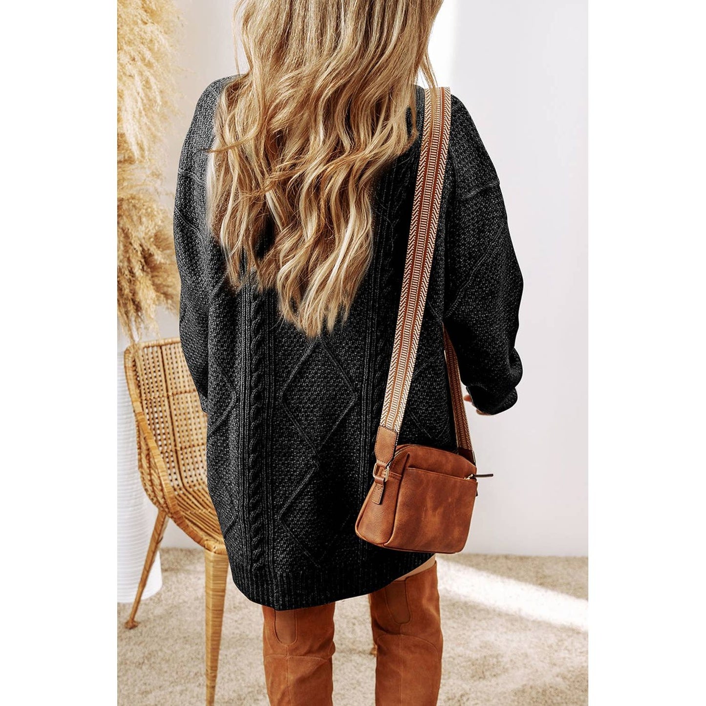Grace Cable Knit Loose Fit Knit Sweater Dress