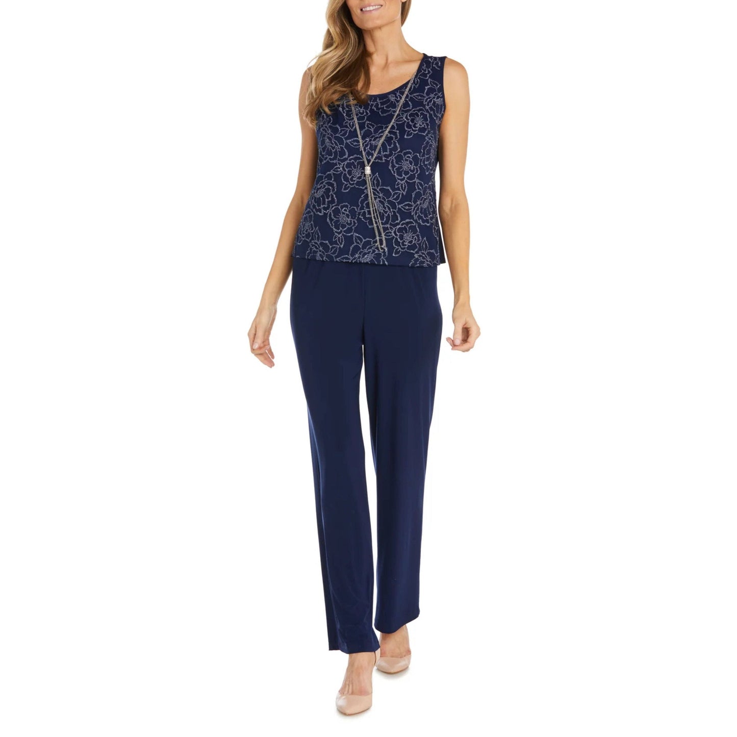 RM Richards 3-Piece Floral Embroidered Mesh Suit