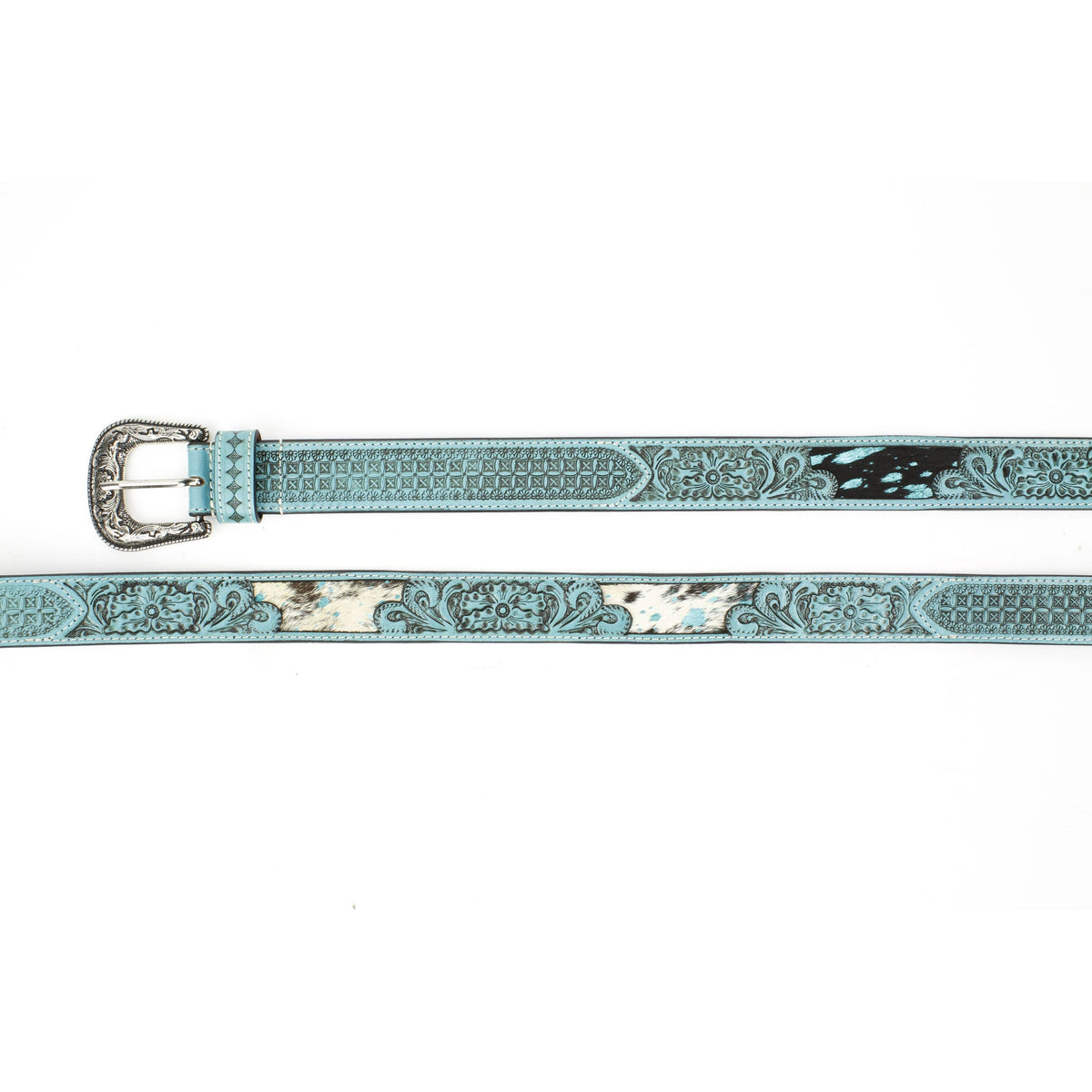 Turquoise Tooled Leather Western Belt Engraved ABB 38-1021