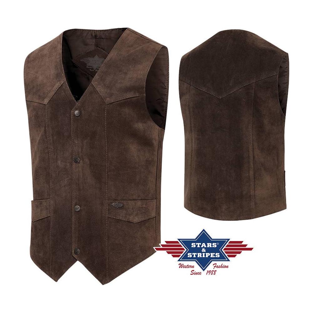 Stars & Stripes® - Western leather vest - Alabama CHOCO