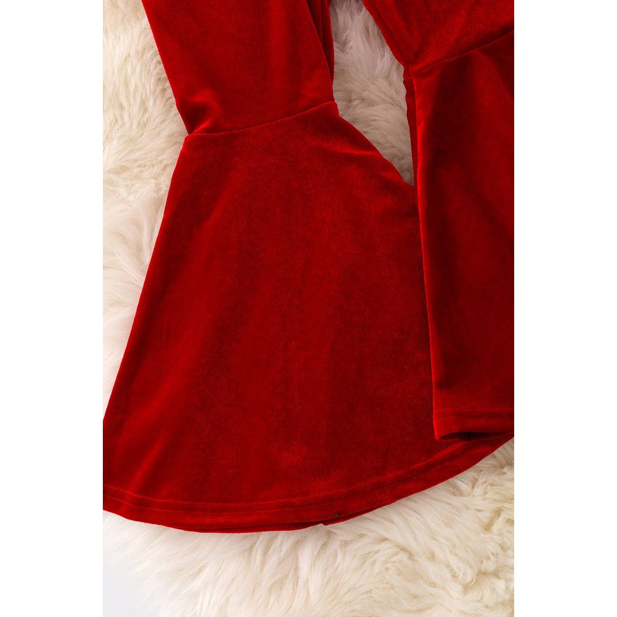 Faux velvety red bell bottoms.