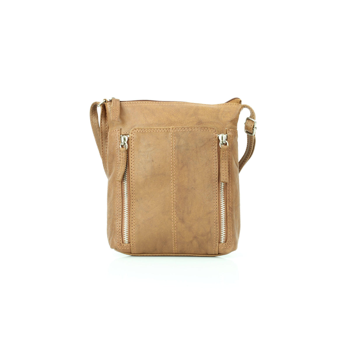 Anchorage Slim Leather Crossbody | Double Zip Detail RB 156