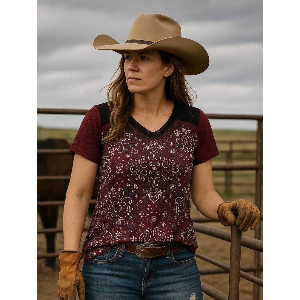 Boho-inspired Burgundy top DG-2513