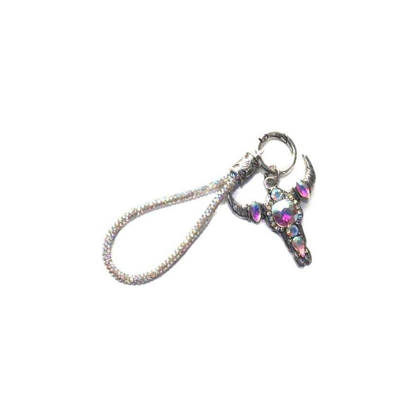 Snowing West - Western Crystal Steer Head Key Chain with Bling Wrist Band