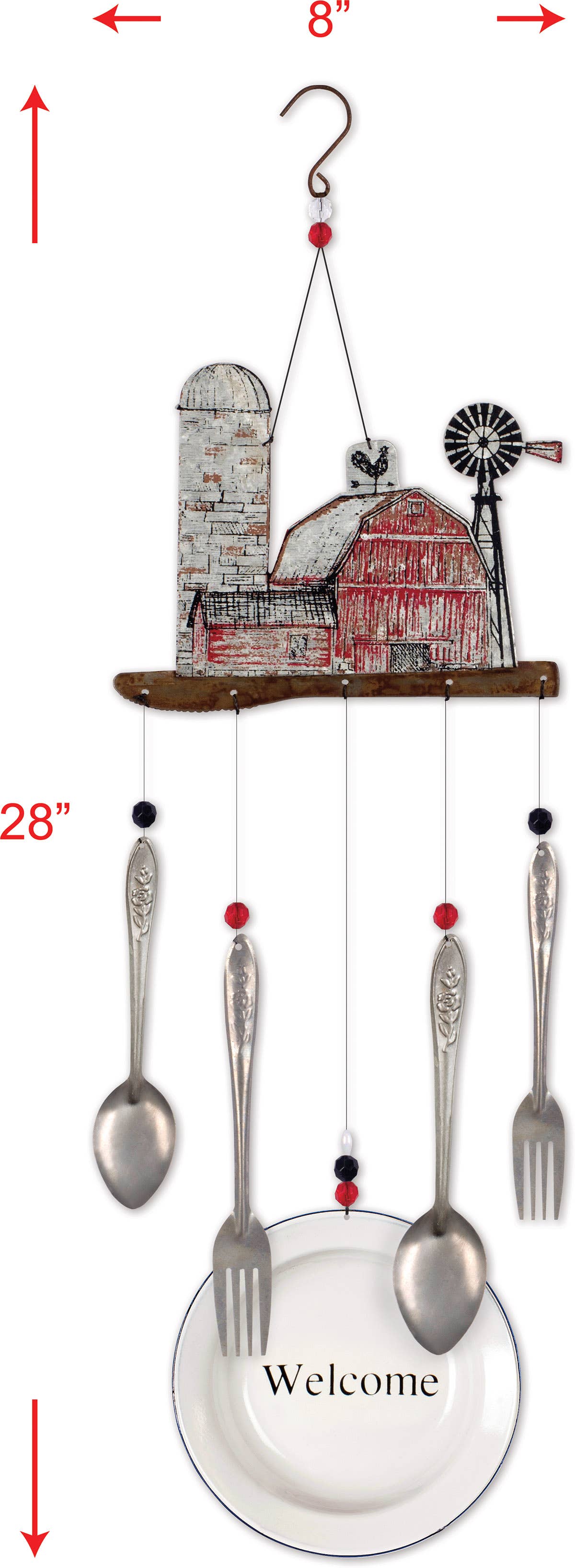 28" Barnyard Metal Wind Chime Garden Decor - 92554