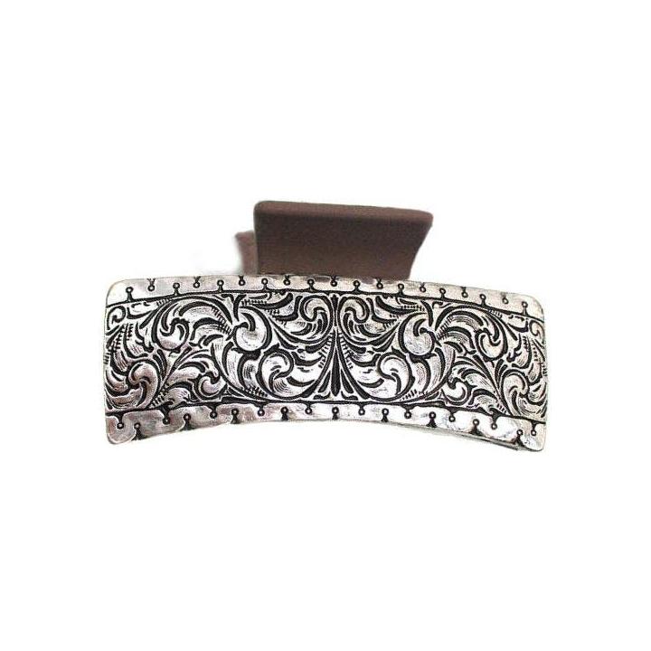 Snowing West - Western Etched Metal Plate Hair Claw
