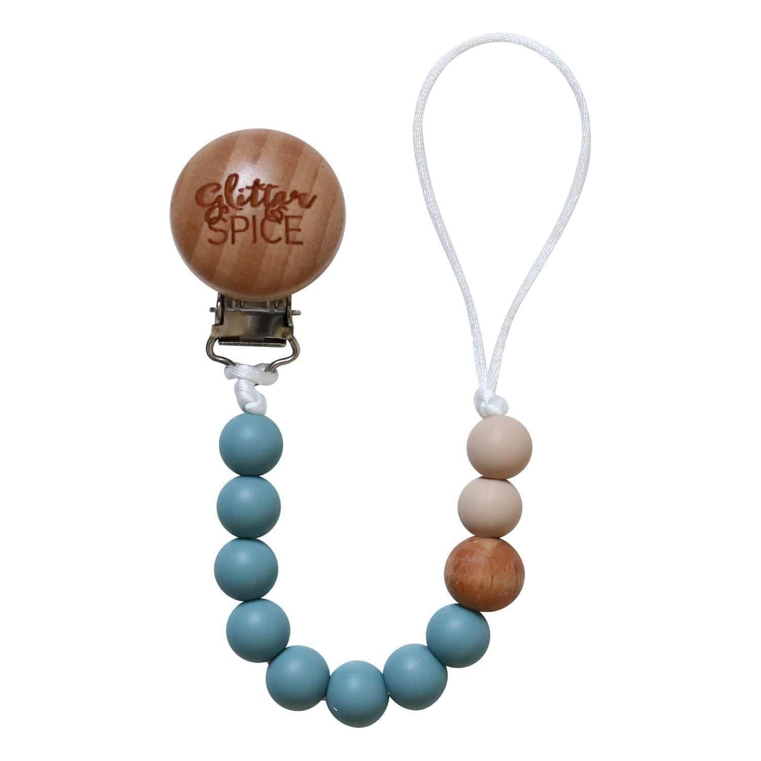 Glitter & Spice - Pacifier Clip - Steel Blue