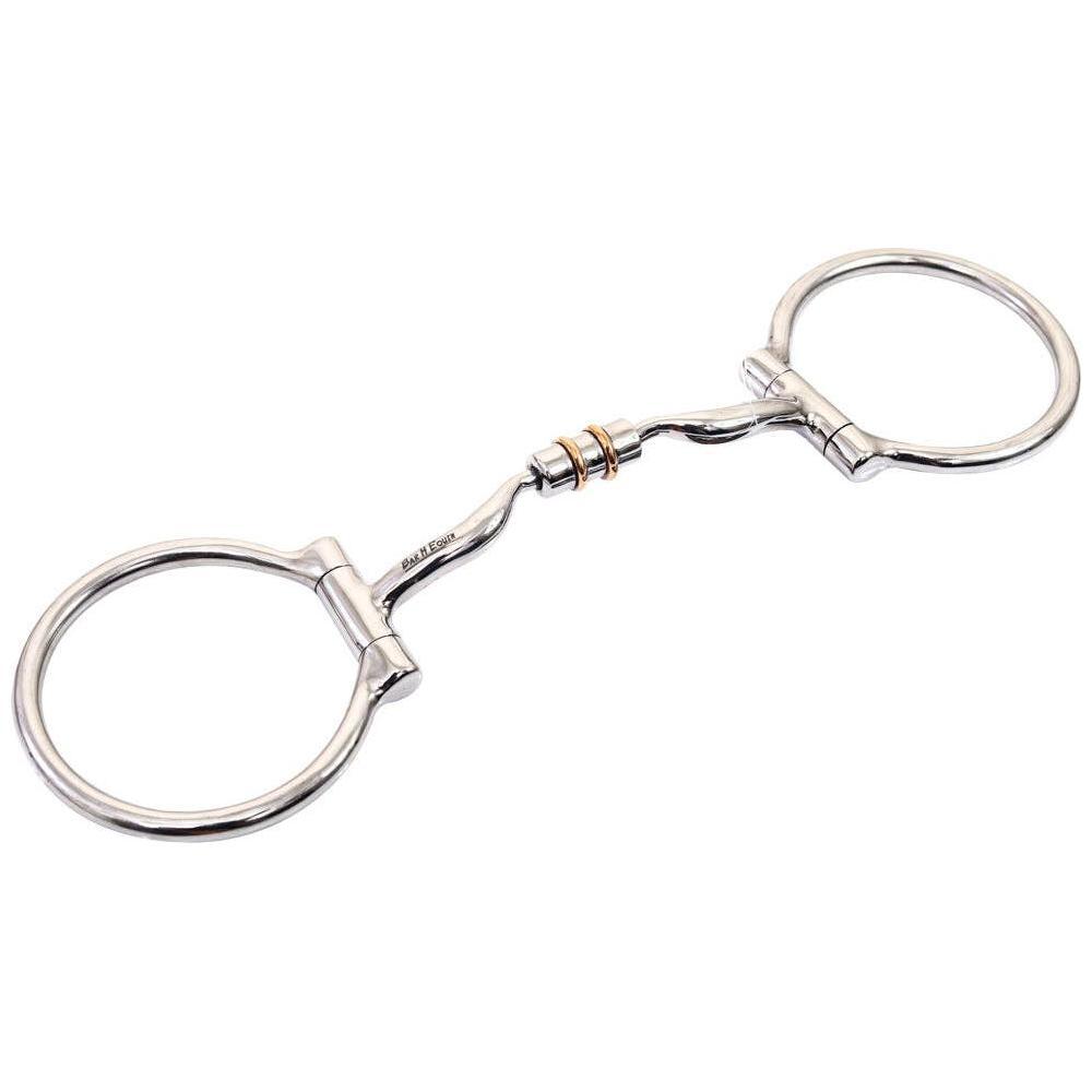 BarH Tack - Small Port D Ring Snaffle Tongue Relief W/ Roller Copper Bit