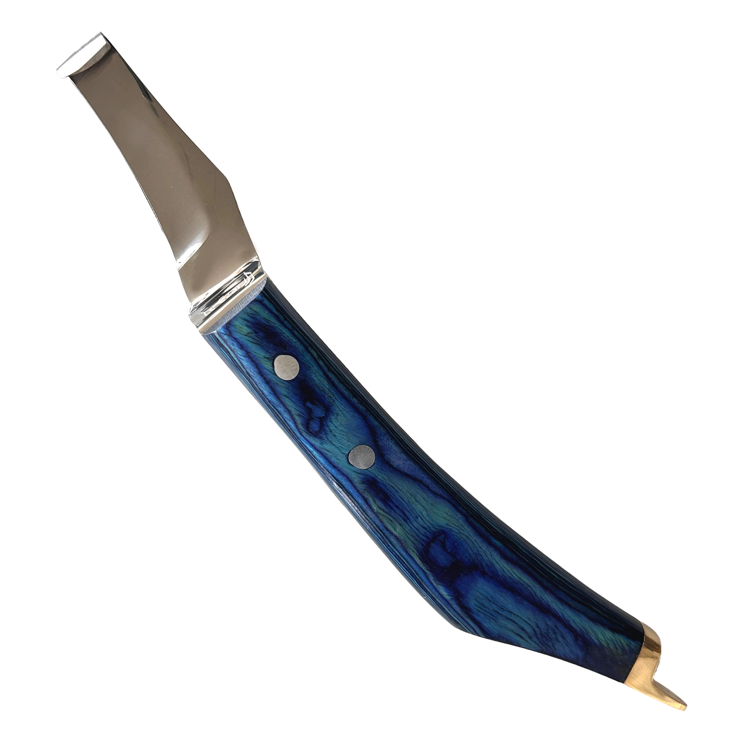 LeCzar Blue Handle Knife With Brass Edge