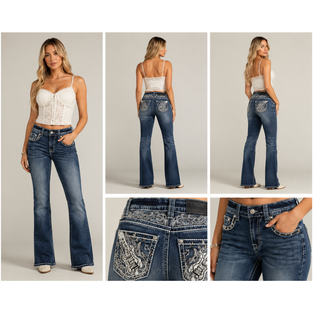 Skull Ridder Jeans, Ladies, Mid Rise, Bootcut, ROCK AND ROLL