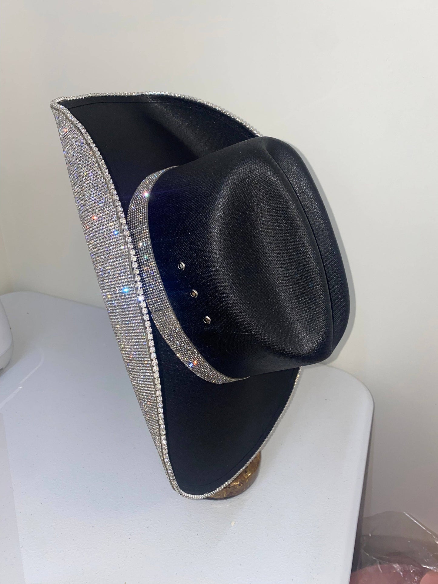 Rhinestone Cowgirl - Square shaped Black & Crystal Hat
