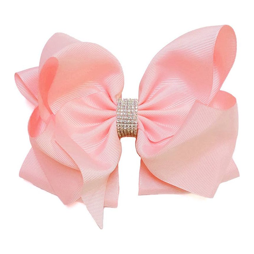 PEARL PINK RHINESTONE HAIR BOW