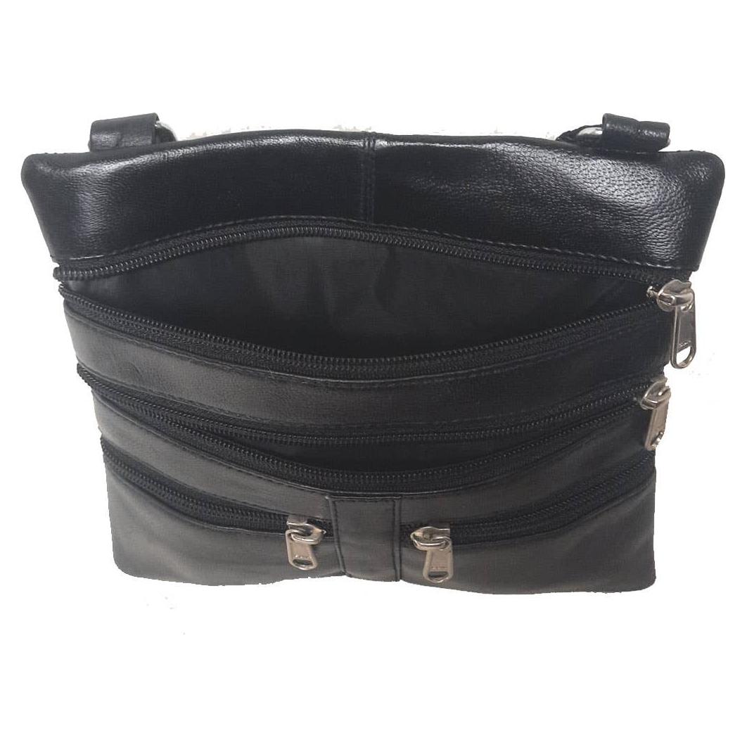 IGI CANADA - Genuine Lambskin Leather Women's Cross Body Bag BLACK-8069