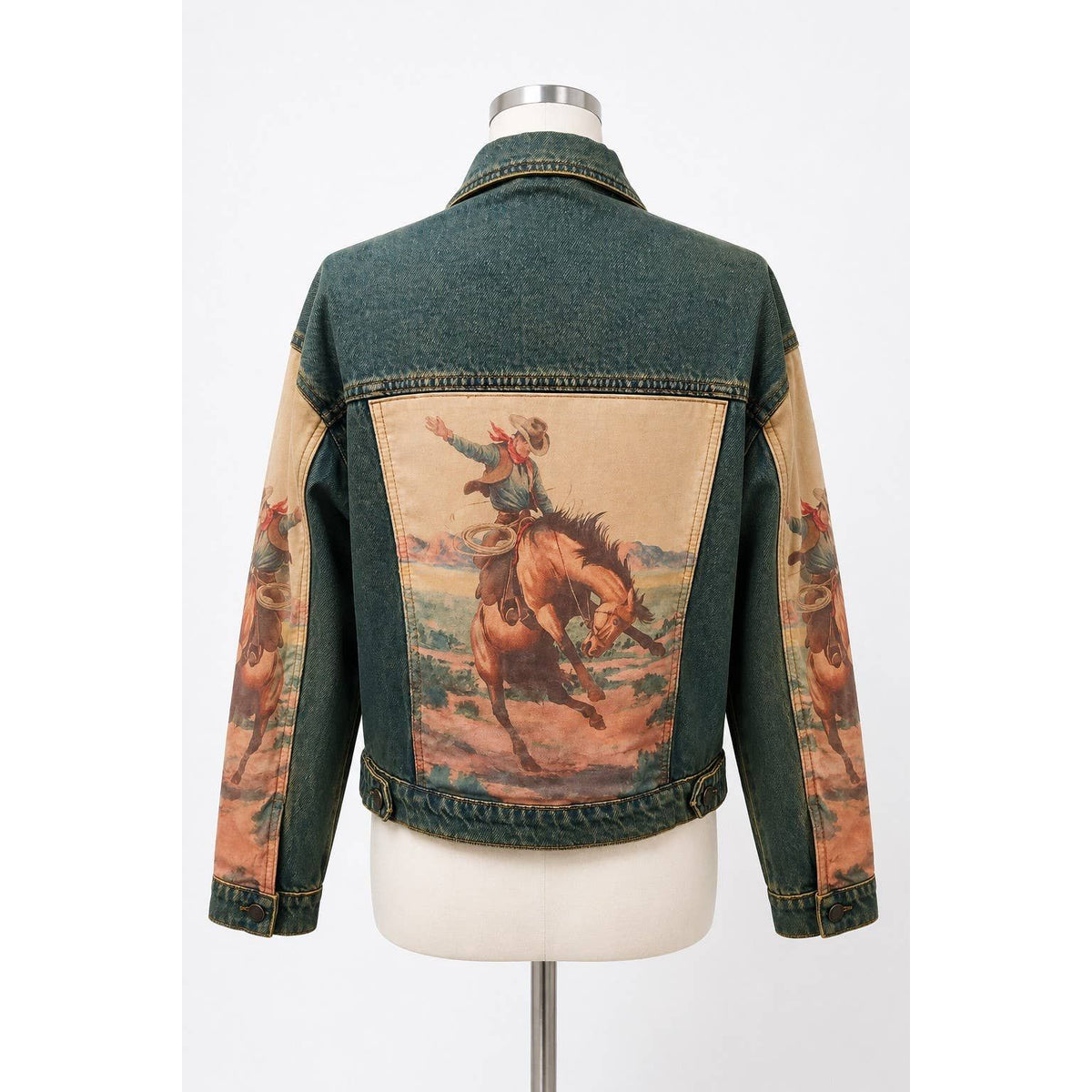 Blue B Western Print Mix Denim Jacket 15545J