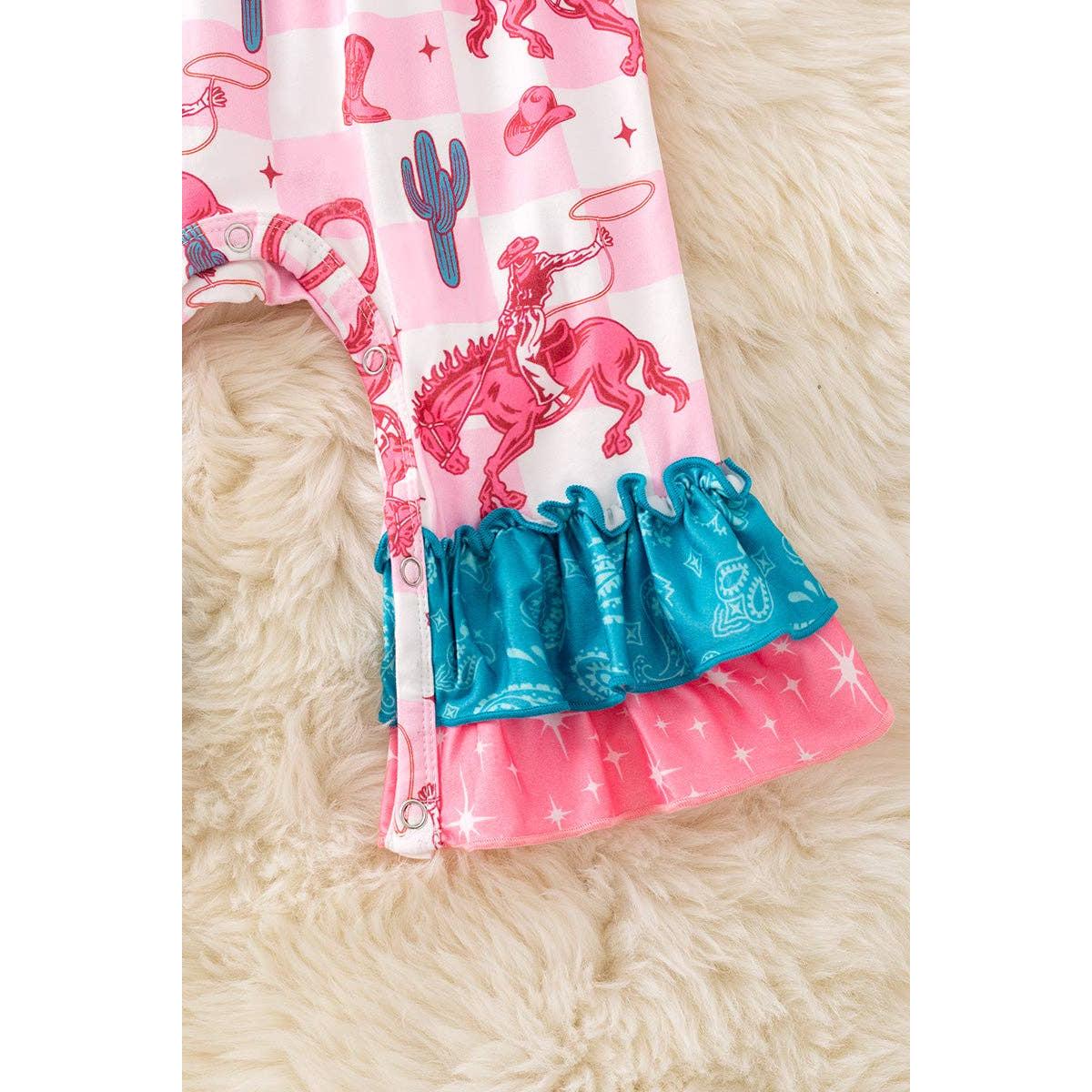 Kids Charm Online - Horse rider girls printed baby romper. RPG51318 JEAN