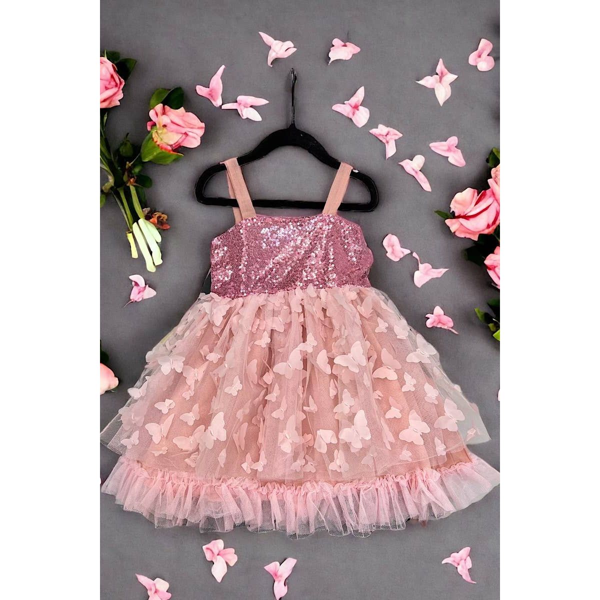 BABY CORAL BUTTERFLY TULLE DRESS SOL