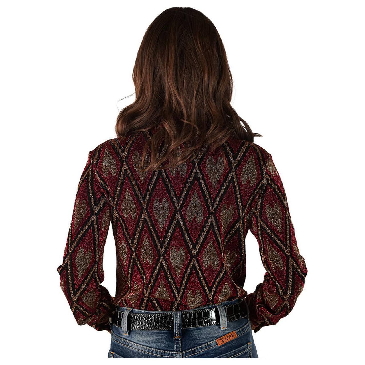 Cowgirl Tuff Co. / B. Tuff Jeans - Pullover Button Up with Red Shimmery Diamonds and Hearts