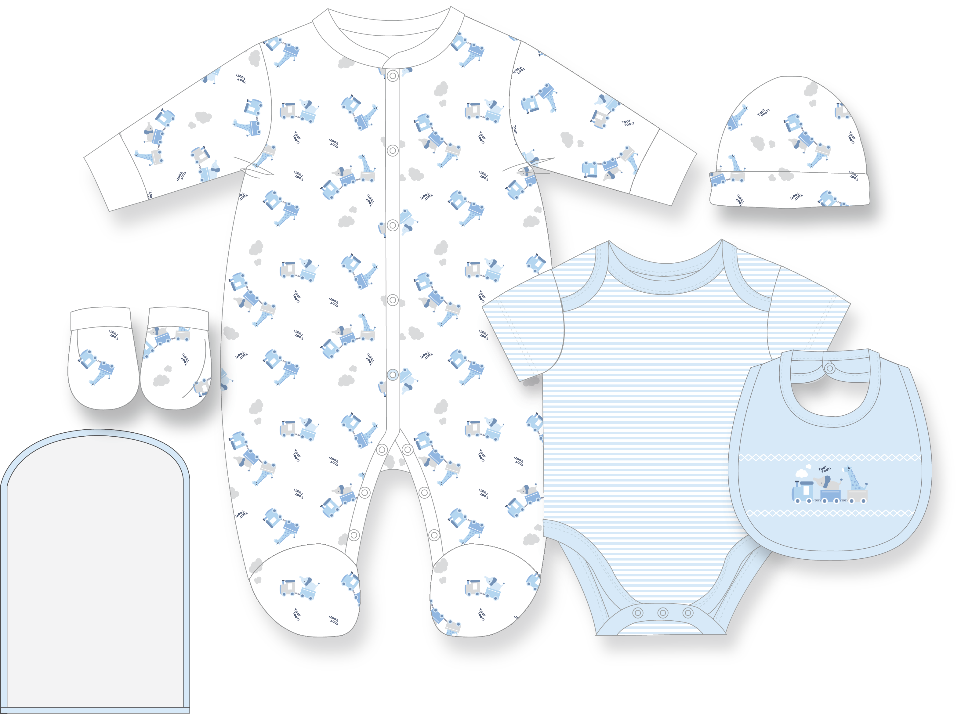 Infant Boys 5 Piece Multipack Set-Zoo Train