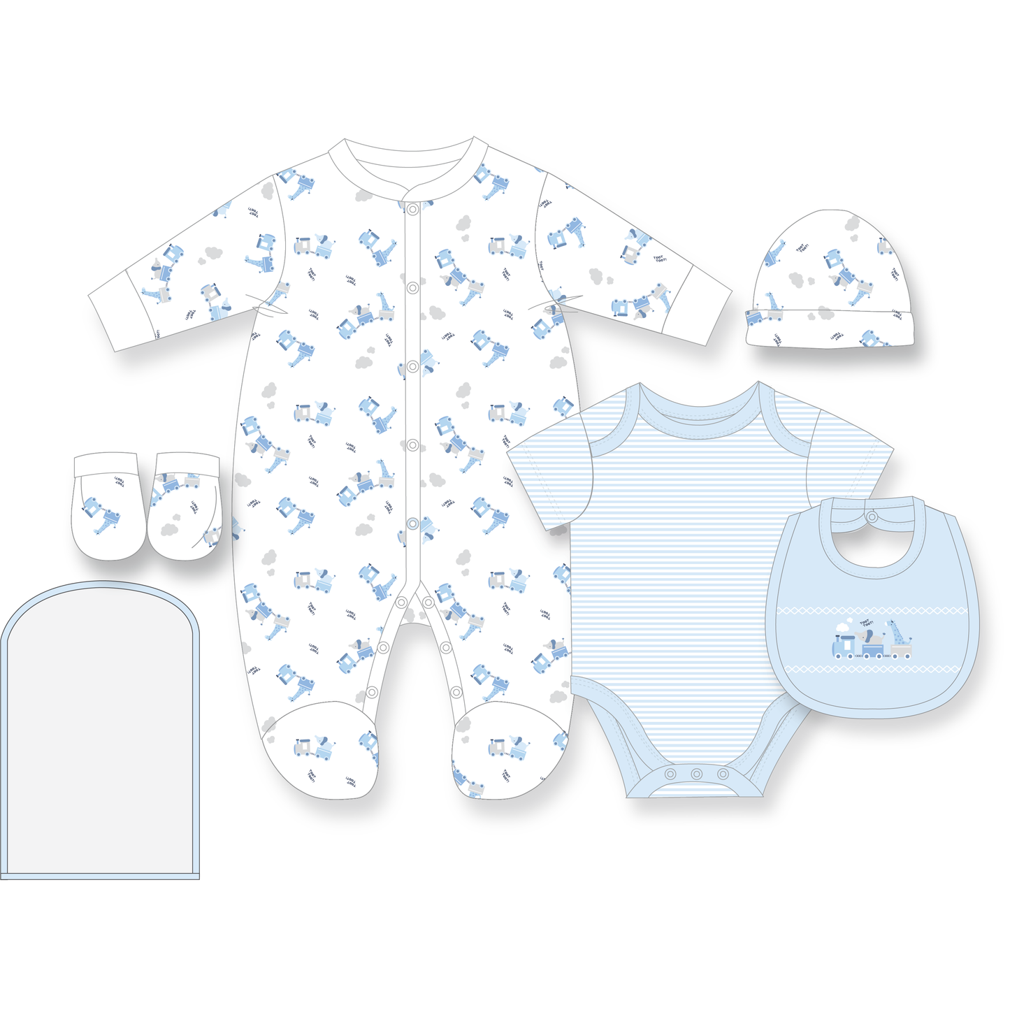 Infant Boys 5 Piece Multipack Set-Zoo Train