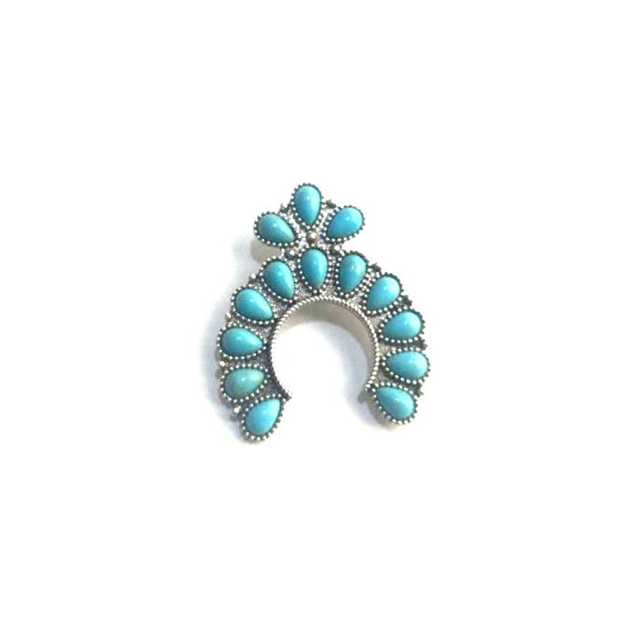WESTERN MINI SQUASH BLOSSOM TURQUOISE HAT PIN