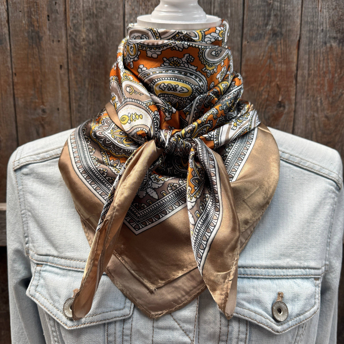 Yellow and Tan Paisley Wild Rag - Western Scarf