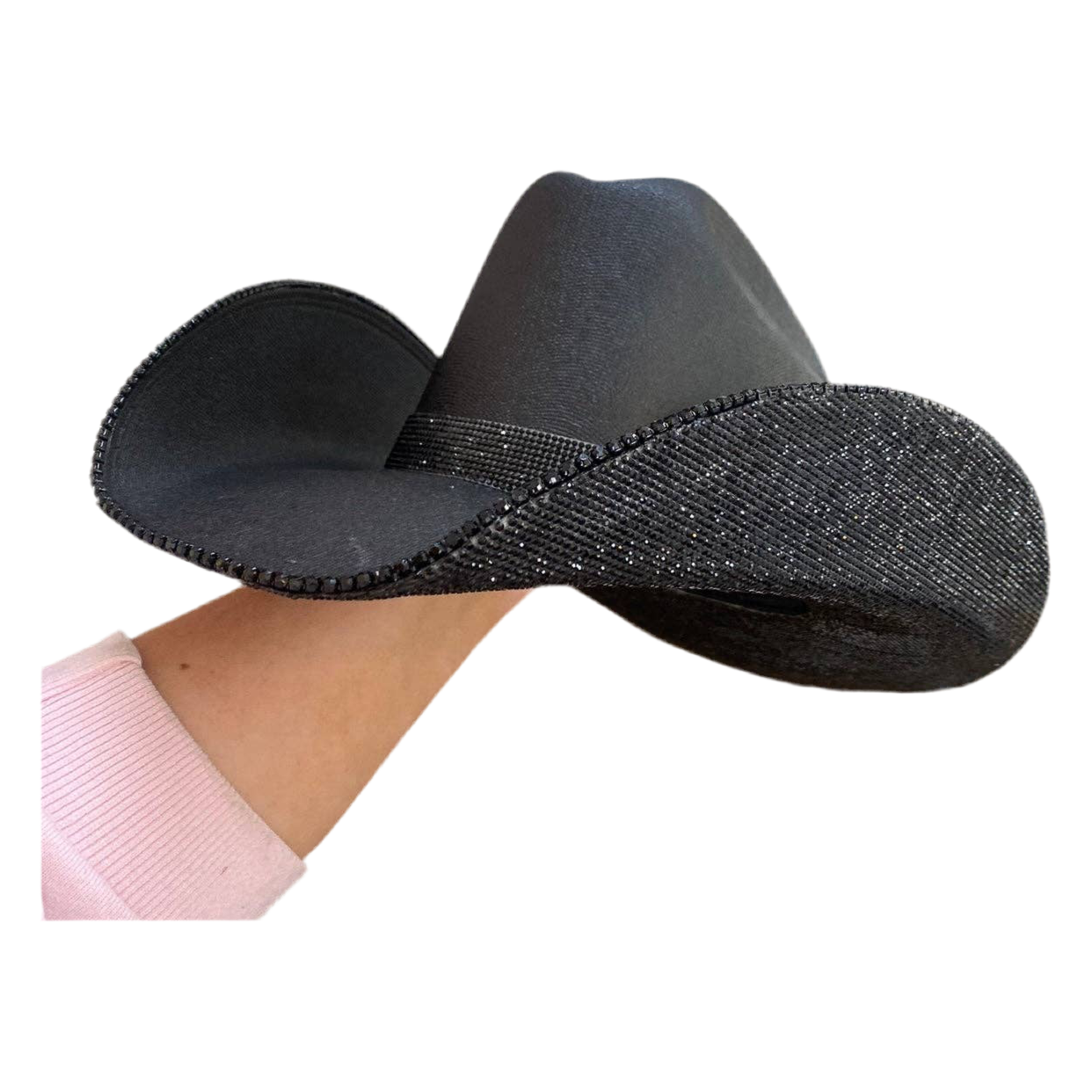 Rhinestone Cowgirl - "Blacked Out" square style hat- underneath brim only